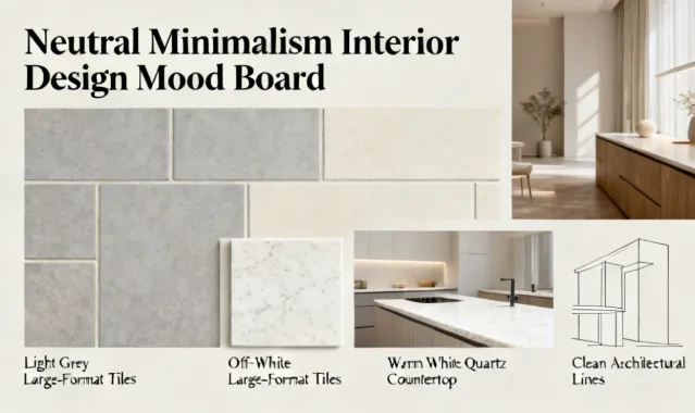 Neutral minimalism tile trend 2025